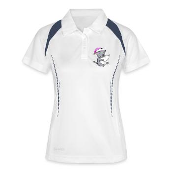 Katze Katzenrasse Korat - Frauen Polo atmungsaktiv - Weiß/Navy - Vorne