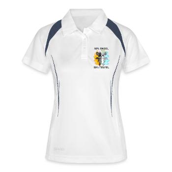 Hund Terrier - Engel und Teufel - Frauen Polo atmungsaktiv - Weiß/Navy - Vorne