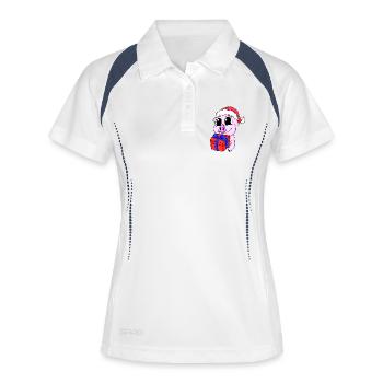 Cute pig with gift - Christmas - Women's Polo breathable - white/navy - Front