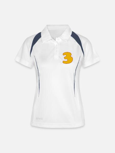 3 - Polo respirant Femme - blanc/marine