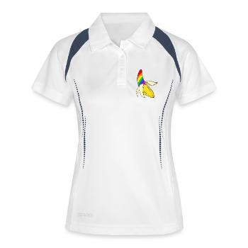 Gay Pride LGBT Regenbogen Banane - Frauen Polo atmungsaktiv - Weiß/Navy - Vorne