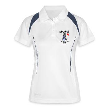 Baby 2023 - Geburt Schwanger 2023 - Baby Junge - Frauen Polo atmungsaktiv - Weiß/Navy - Vorne
