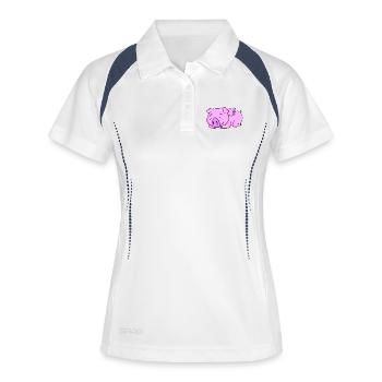 Cochon avec bébé cochon - Polo respirant Femme - blanc/marine - Devant