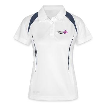 Kettensäge für Frauen - Kettensäge für Damen - Frauen Polo atmungsaktiv - Weiß/Navy - Vorne
