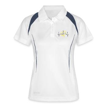 Dortmund Skyline Herzschlag Stadion Fan Dortmunder - Frauen Polo atmungsaktiv - Weiß/Navy - Vorne