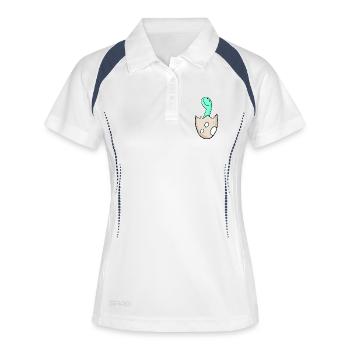 Dinosaurier Ei Dino Motiv - Frauen Polo atmungsaktiv - Weiß/Navy - Vorne