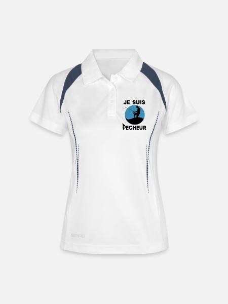 Je suis pêcheur - Polo respirant Femme - blanc/marine