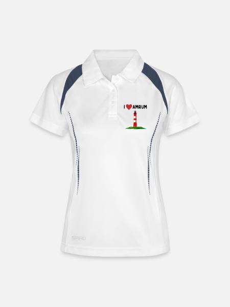 I love Amrum - Women's Polo breathable - white/navy