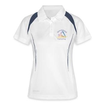 Chien tête en bas - Yoga Tea - Polo respirant Femme - blanc/marine - Devant