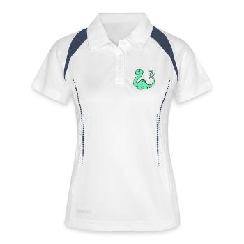 Dinosaure avec bébé dinosaure - Polo respirant Femme - blanc/marine - Devant