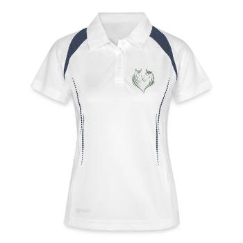Pferde Herz Pferdeliebhaber - Frauen Polo atmungsaktiv - Weiß/Navy - Vorne