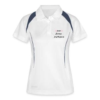 papa d'amour pour toujours - Polo respirant Femme - blanc/marine - Devant