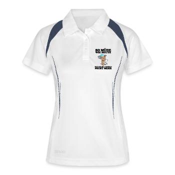 Müde Spruch lustig Schlafen Ausschlafen Faul - Frauen Polo atmungsaktiv - Weiß/Navy - Vorne