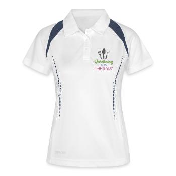 Gartenarbeit ist meine Therapie - Frauen Polo atmungsaktiv - Weiß/Navy - Vorne