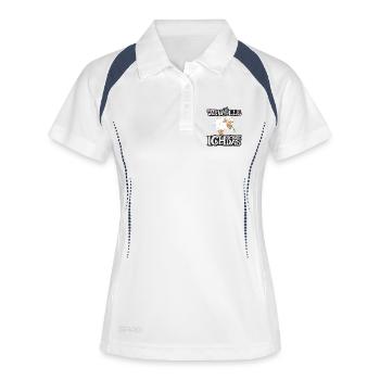 Komme was Wolle ich Schaf das - Frauen Polo atmungsaktiv - Weiß/Navy - Vorne
