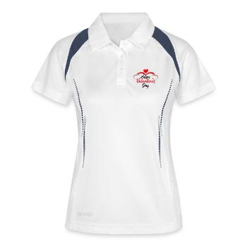 Saint-Valentin, Saint-Valentin, Saint-Valentin - Polo respirant Femme - blanc/marine - Devant
