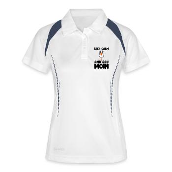 Nordsee Plattdeutsch Spruch Moin Möwe - Frauen Polo atmungsaktiv - Weiß/Navy - Vorne