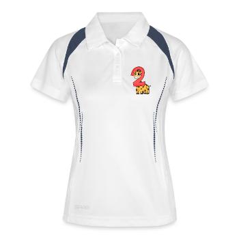 2 Jahre alt - 2. Geburtstag mit Tier Motiv - Frauen Polo atmungsaktiv - Weiß/Navy - Vorne