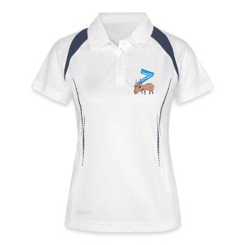 7 ans - 7ème anniversaire avec motif animal - Polo respirant Femme - blanc/marine - Devant
