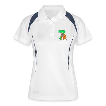 7 ans - 7ème anniversaire avec motif animal - singe - Polo respirant Femme - blanc/marine - Devant