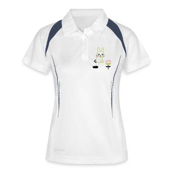 Happy Lunar New Year of the Rabbit - Frauen Polo atmungsaktiv - Weiß/Navy - Vorne