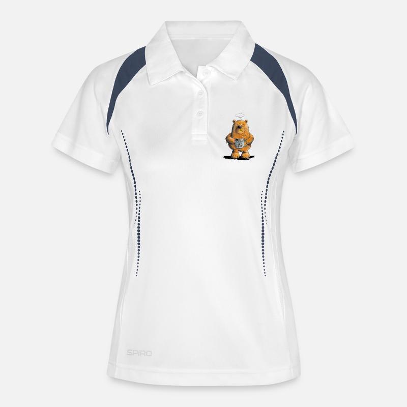 Morning grouch bear with coffee - Women's Polo breathable - white/navy