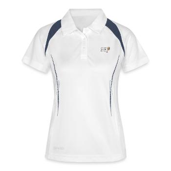 Wer A sagt muss auch Perol sagen Sommergetränk - Frauen Polo atmungsaktiv - Weiß/Navy - Vorne