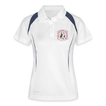 Corgi Petit chien grand cœur - Polo respirant Femme - blanc/marine - Devant