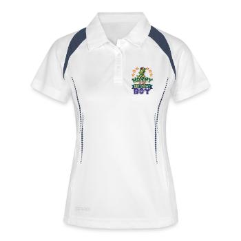 Maman du garçon d’anniversaire Dinosaure Dino T-Rex - Polo respirant Femme - blanc/marine - Devant
