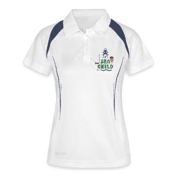 Design für Taucher - Frauen Polo atmungsaktiv - Weiß/Navy - Vorne