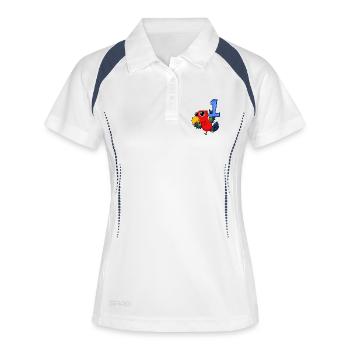 1 an - Inscription - Motif perroquet - Polo respirant Femme - blanc/marine - Devant