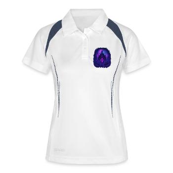 neon gothic gotisches Schloss mit Rosen - Frauen Polo atmungsaktiv - Weiß/Navy - Vorne