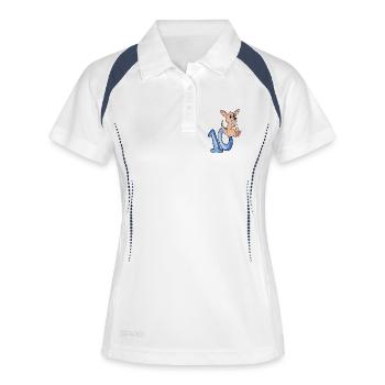 10. Geburtstag Motiv Känguru - zehn Jahre - Frauen Polo atmungsaktiv - Weiß/Navy - Vorne