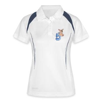 5ème anniversaire motif kangourou - cinq ans - Polo respirant Femme - blanc/marine - Devant