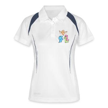 Dinosaurier - Frauen Polo atmungsaktiv - Weiß/Navy - Vorne