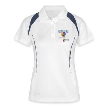 Humorvolles Neuro-Design mit Sammel-Motivierer - Frauen Polo atmungsaktiv - Weiß/Navy - Vorne