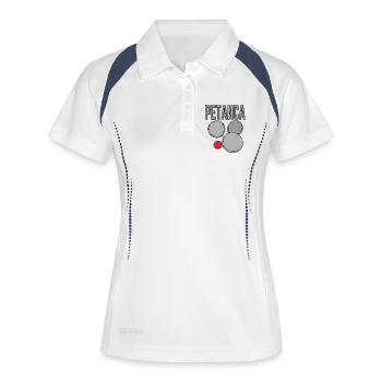 Boules de Boule Bolas de Petanca pour Bouler Pétanque - Polo respirant Femme - blanc/marine - Devant