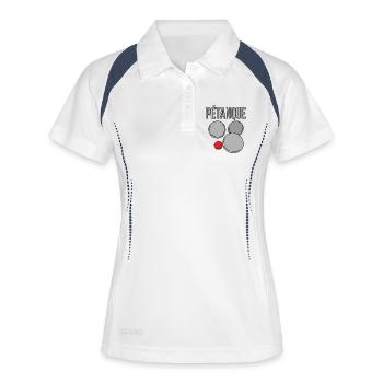 Boules de boules pour bouler et pétanque - Polo respirant Femme - blanc/marine - Devant