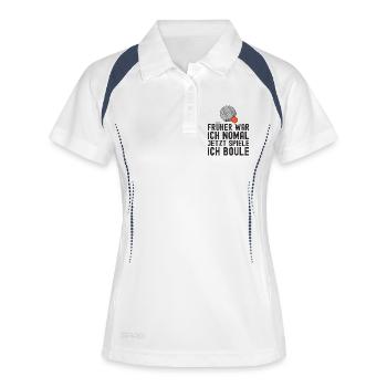 Früher war ich normal jetzt spiele ich Boule! - Frauen Polo atmungsaktiv - Weiß/Navy - Vorne