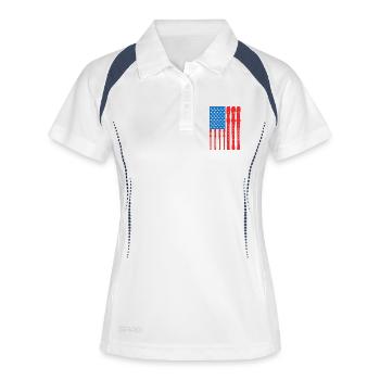 Patriotischer US Flötenspieler - Frauen Polo atmungsaktiv - Weiß/Navy - Vorne