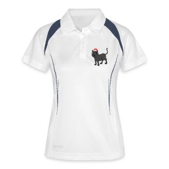 Schwarzer Panther Weihnachten - Frauen Polo atmungsaktiv - Weiß/Navy - Vorne