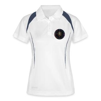 Metatron Scheiben Mandala Glow - Frauen Polo atmungsaktiv - Weiß/Navy - Vorne