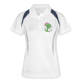 Echse Niedlich Müde Weihnachten - Frauen Polo atmungsaktiv - Weiß/Navy - Vorne