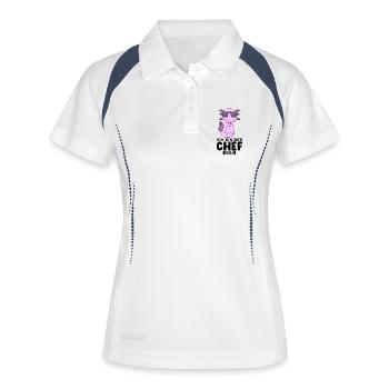 Chef Spruch mit Axolotl Motiv - Frauen Polo atmungsaktiv - Weiß/Navy - Vorne