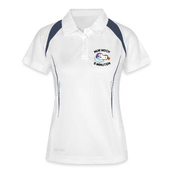 Nur noch 5 Minuten Langschläfer Schlafen Müdigkeit - Frauen Polo atmungsaktiv - Weiß/Navy - Vorne