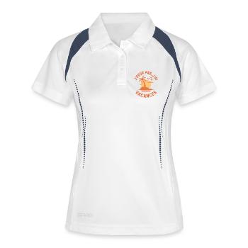 Palmiers coucher de soleil - Polo respirant Femme - blanc/marine - Devant