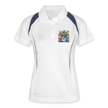Lave-auto arc-en-ciel - Polo respirant Femme - blanc/marine - Devant