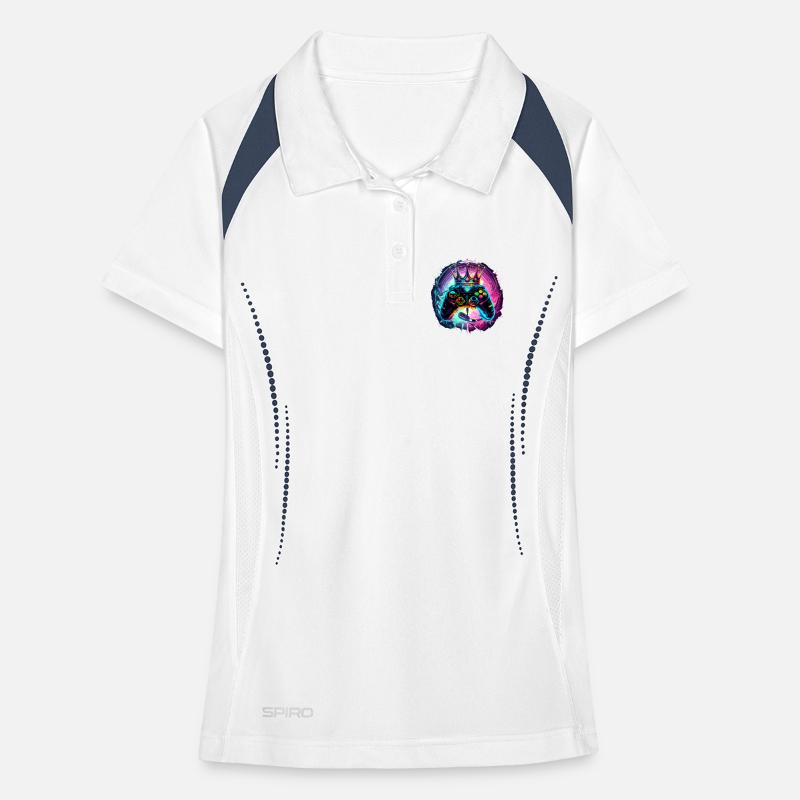 Gaming Controller mit Headset und Krone Frauen Polo atmungsaktiv