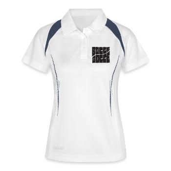 Pétanque disant boule de pétanque avec Jack Bocci jeu de pétanque - Polo respirant Femme - blanc/marine - Devant