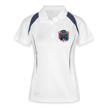 Gaming König Controller Flügel Graffiti - Frauen Polo atmungsaktiv - Weiß/Navy - Vorne